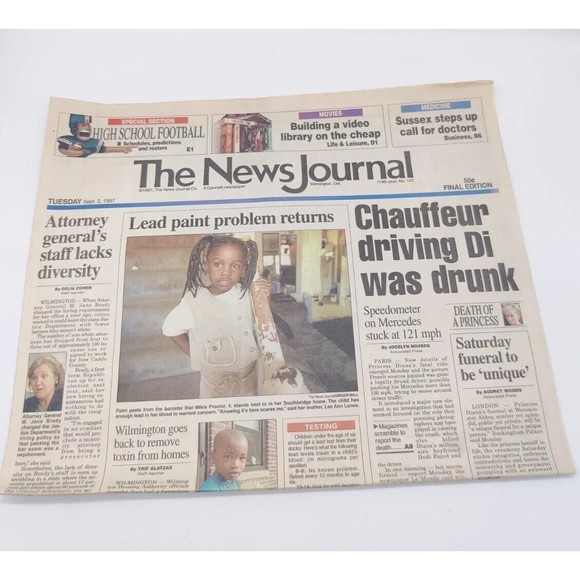 Vintage The News Journal Newspaper September 1997 Princess Diana Death Car Crash - Picture 2 of 8
